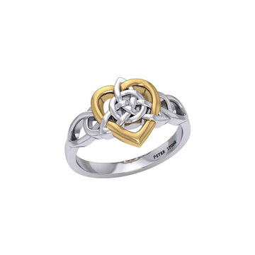 Celtic Heart And Triquetra Sterling Silver with 14K Gold Accent Ring MRI2389 - Jewelry